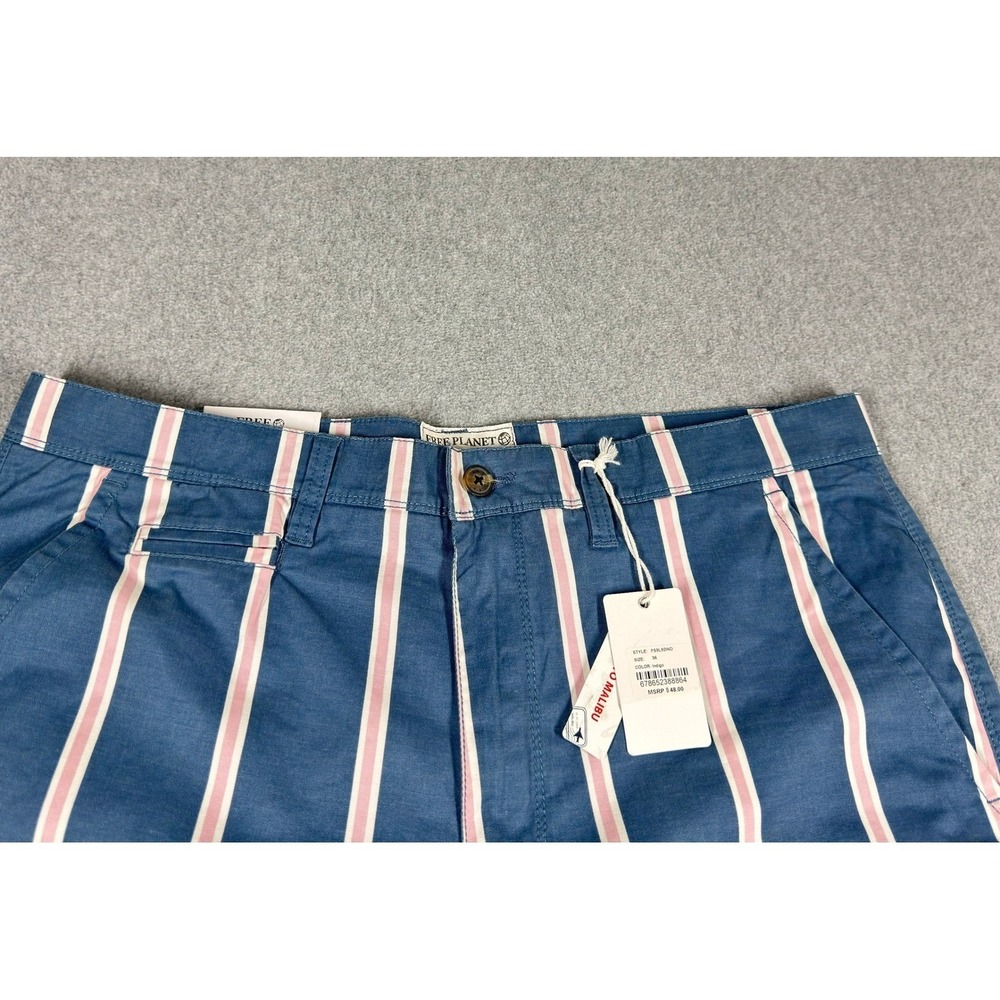 Free Planet Chino Shorts Men's 36 Blue Stripe 6" NWT